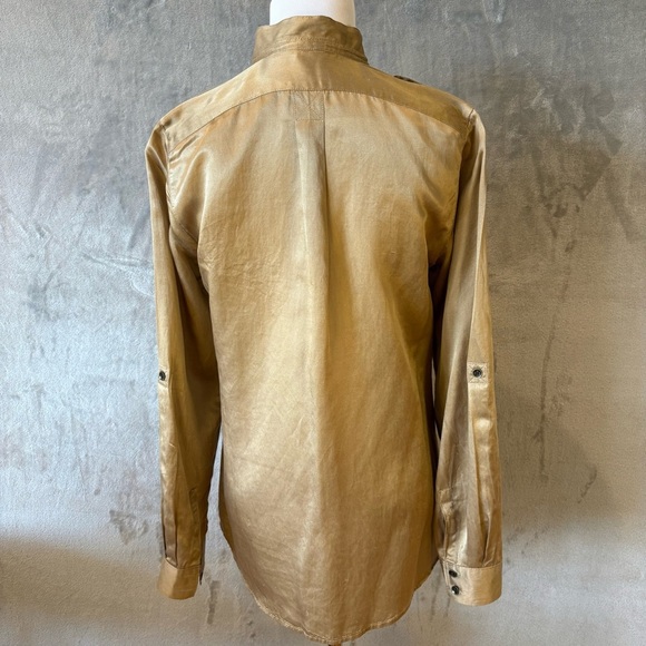 Eddie Bauer Silk Mandarin Collar w/Buttons Sz S Steampunk Whimsigoth Artsy - Picture 8 of 12